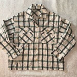 Zara Black and White Plaid Shirt Jacket